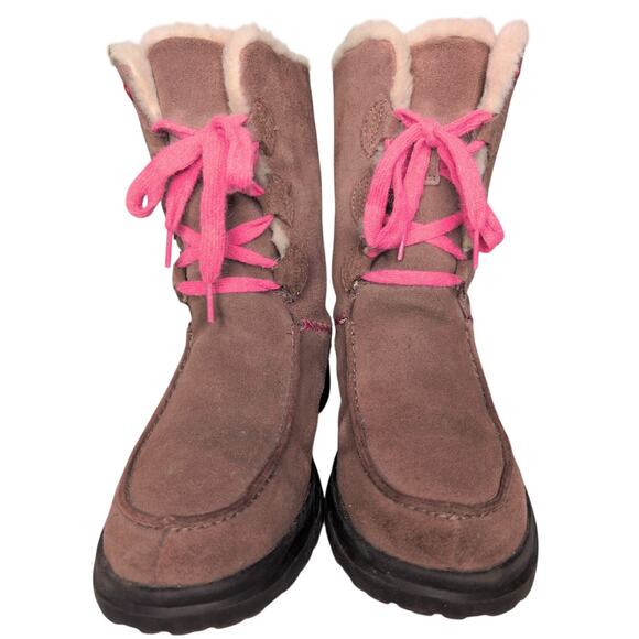 UGG I Heart Suede Shearling Lined Winter Boots Women 7 Boho Cobincore Cozy Y2K - Picture 3 of 9